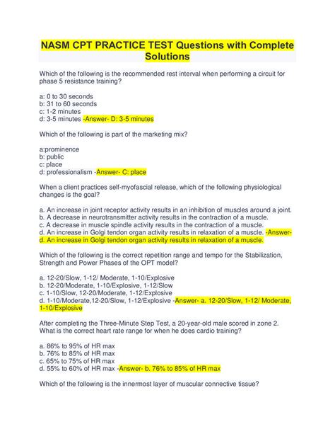 nasm test questions and answers